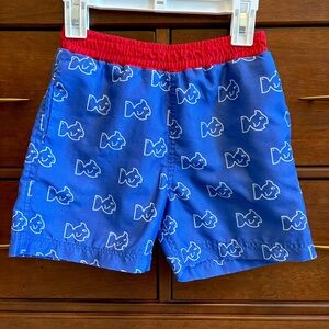 Prodoh Boys Swimsuit Blue White Fish Red Elastic sz 7